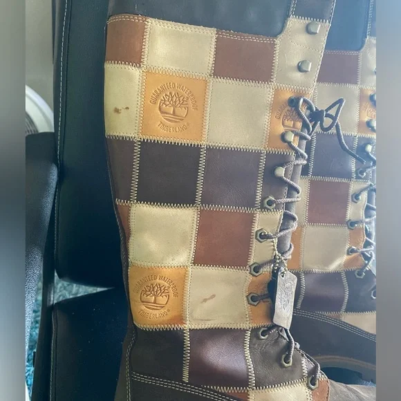 Timberland Patchwork Knee-High Leather Boots Size 11 - Picture 9 of 16